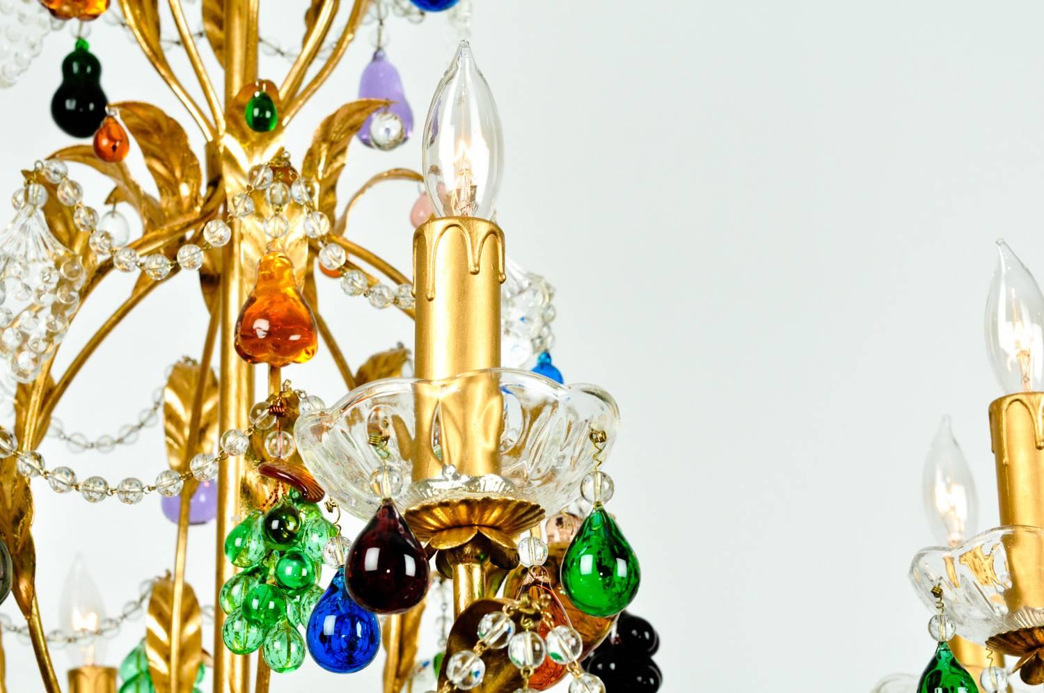Vintage Venetian Crystal Fruits Design Chandelier 2