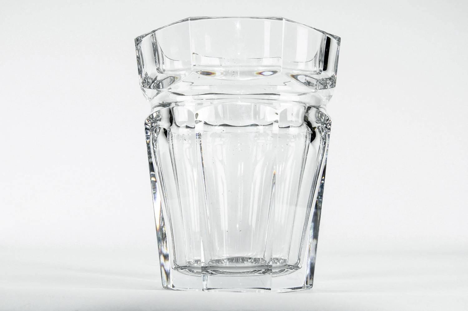 French Tall Baccarat Crystal Art Deco Style Ice Bucket