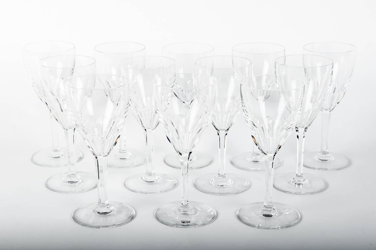 French Baccarat Set of 12 Wine Glasses
