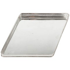 Vintage English Geometric Silver Plated Barware Tray . Vintage English Geometric Silver Plated Barware Tray .