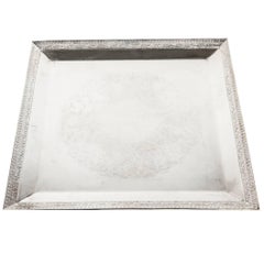 English Sheffield Square Shape Silver Plate Barware / Serving Tray