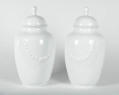 Große bayerische Urnen aus glasiertem Porzellan mit Deckel, Westdeutschland, Mitte des 20.