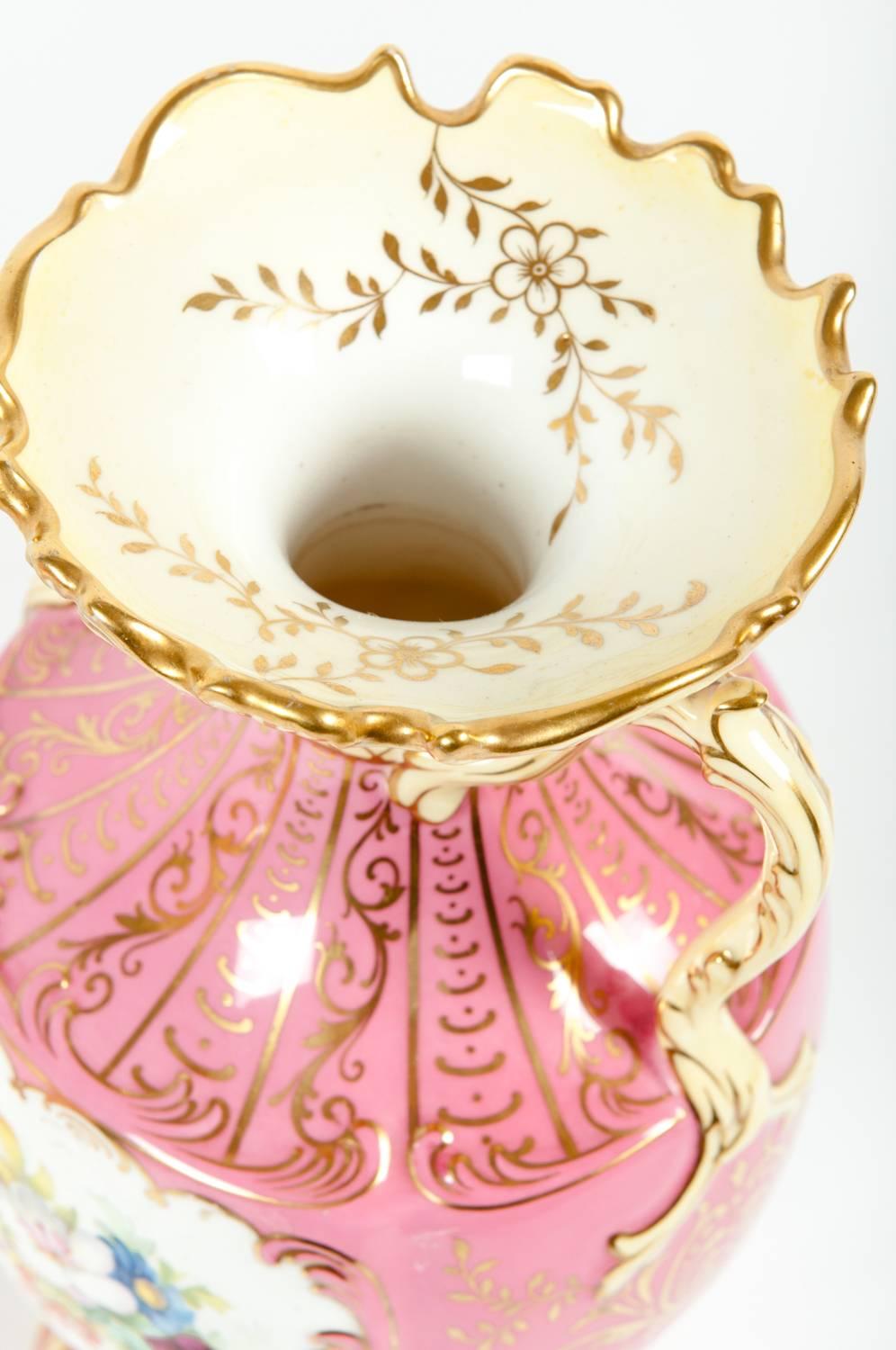 Antique Pair of English Porcelain Decorative Vases or Pieces 1