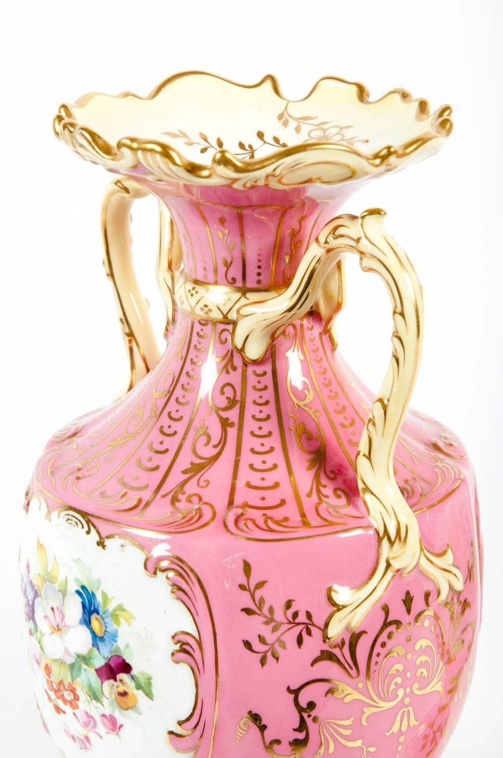 Antique Pair of English Porcelain Decorative Vases or Pieces 2