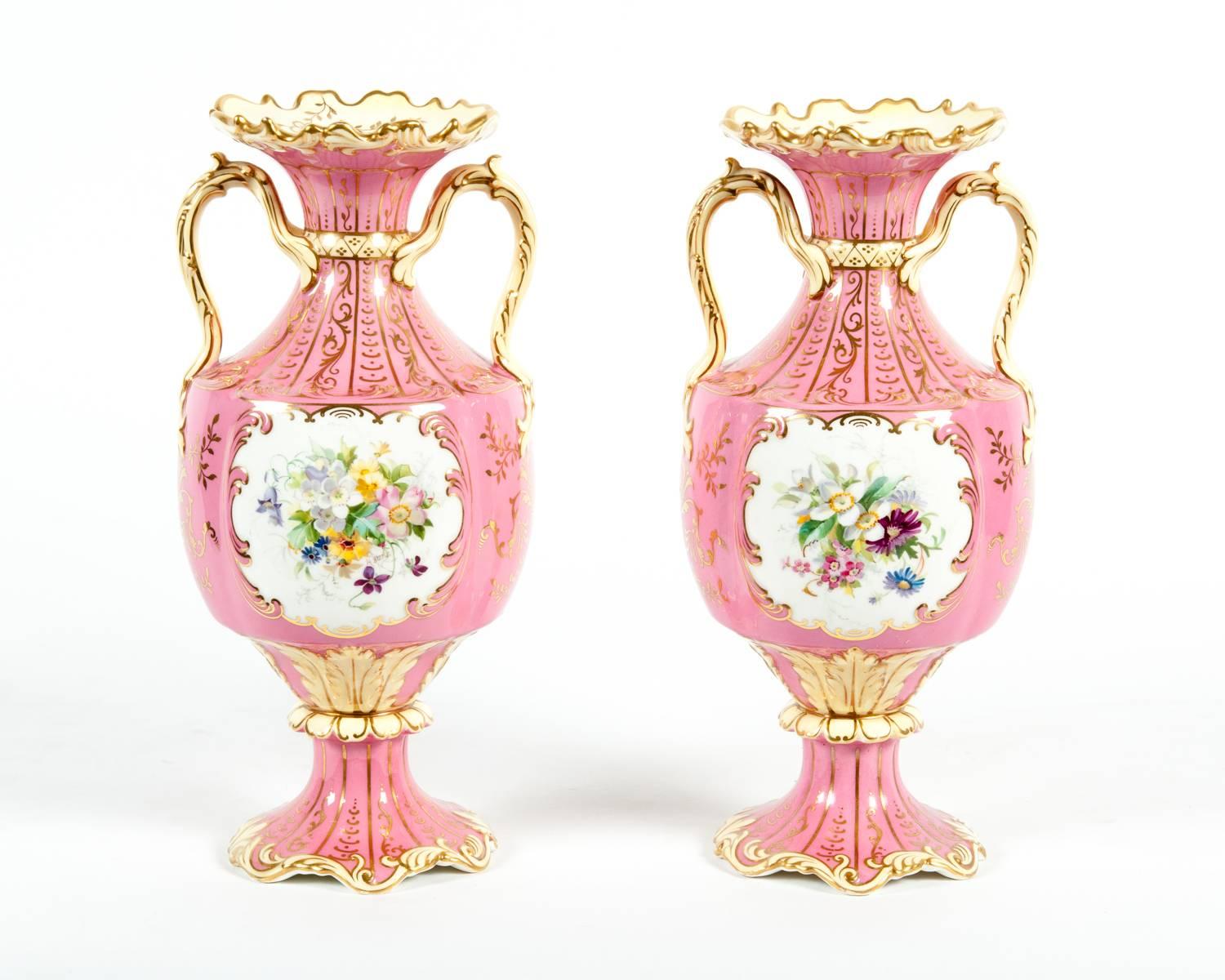 Antique Pair of English Porcelain Decorative Vases or Pieces 4