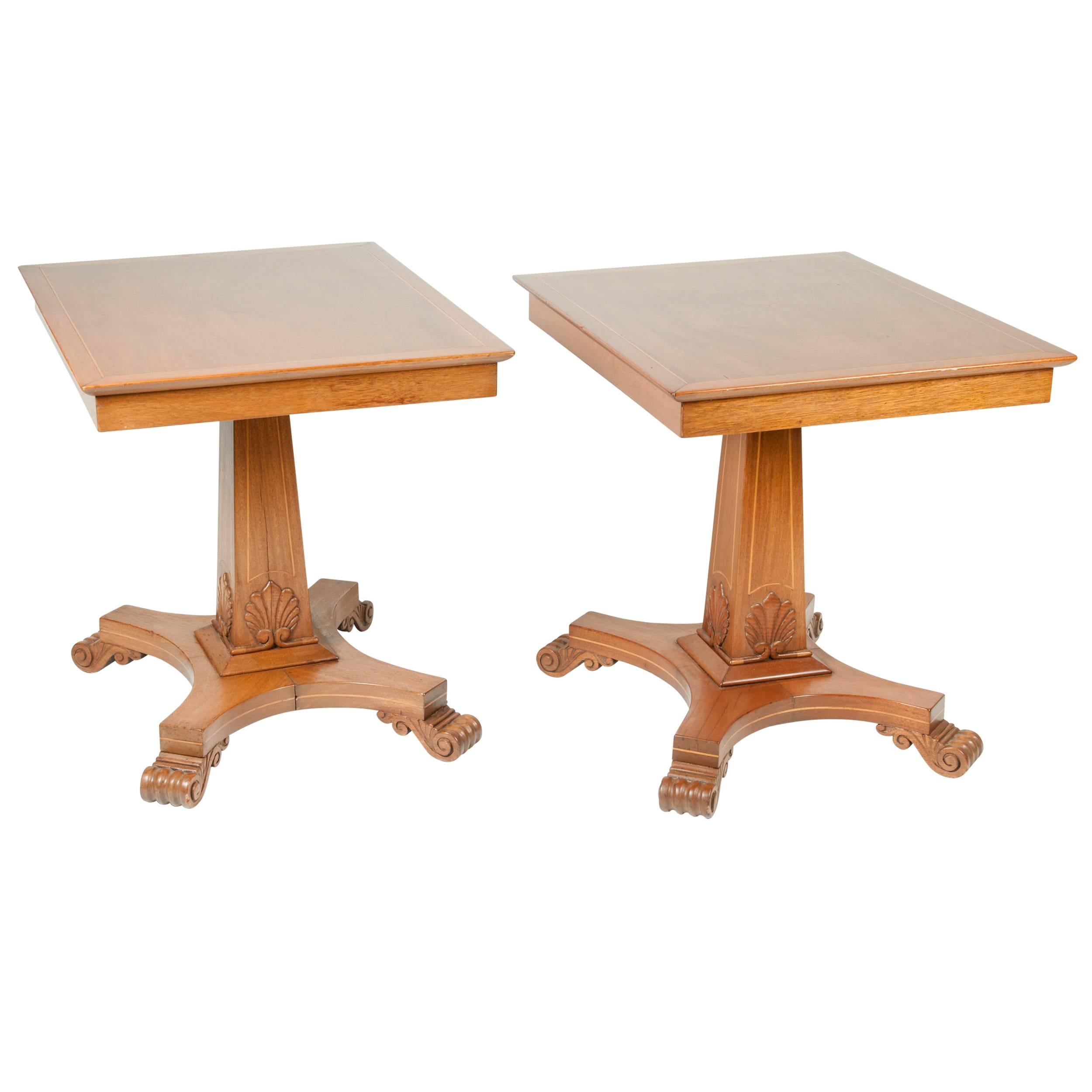 Antique Pair of Light Mahogany Side Tables