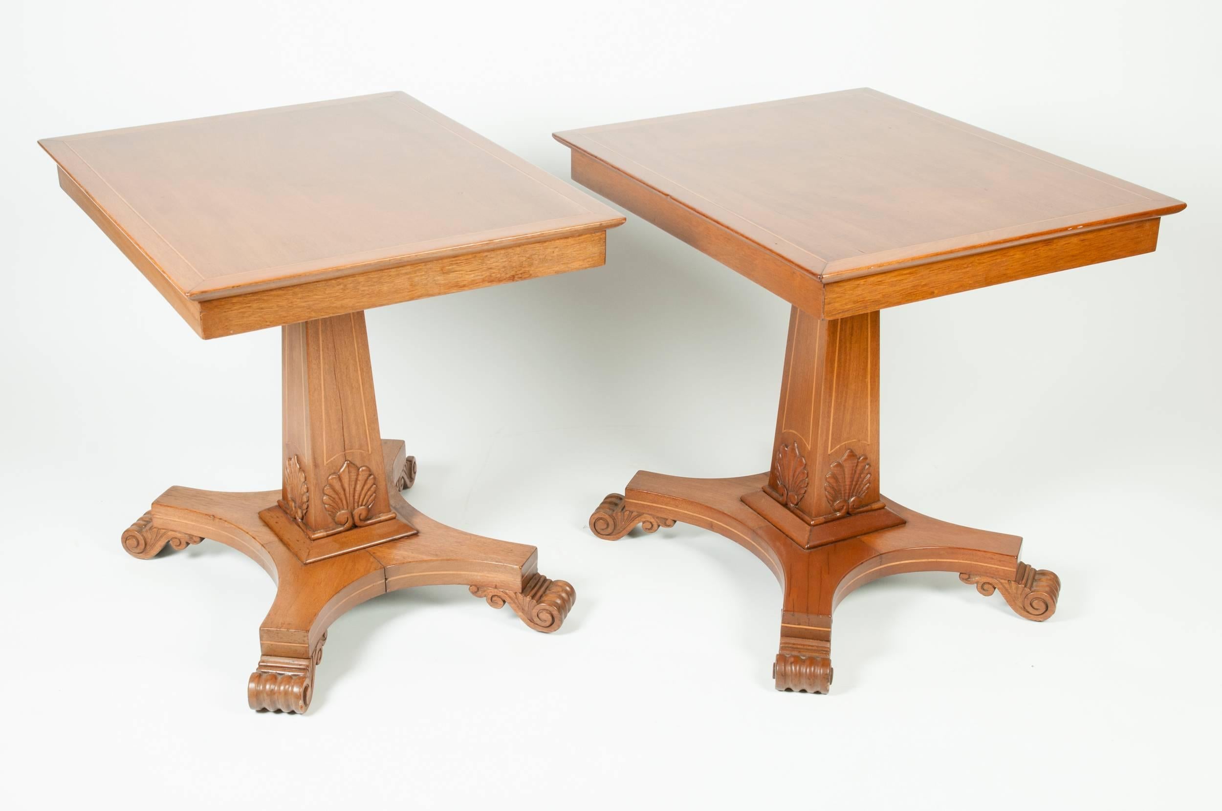 Early 20th Century Antique Pair of Light Mahogany Side Tables