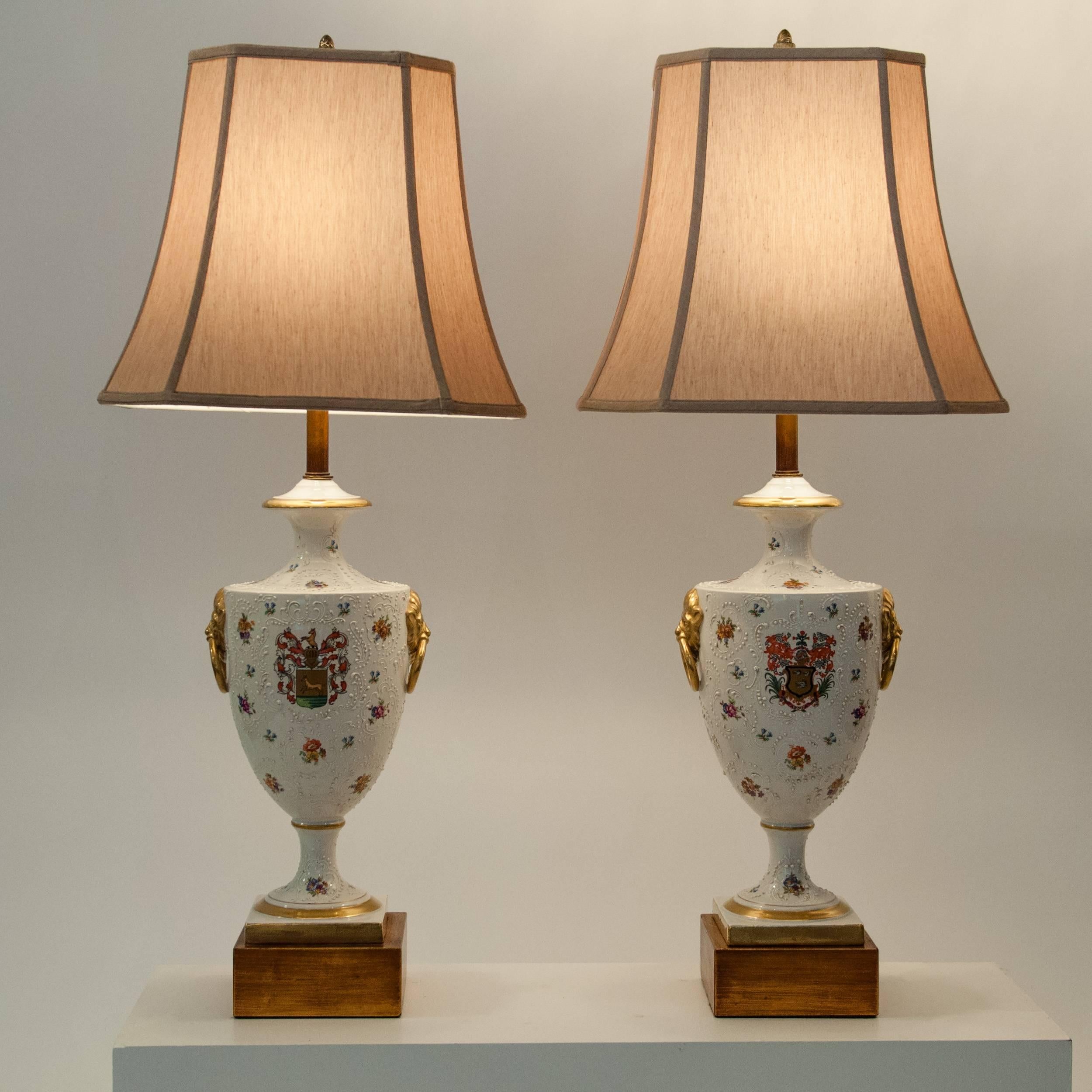 Antique Pair of Porcelain European Table Lamps 2