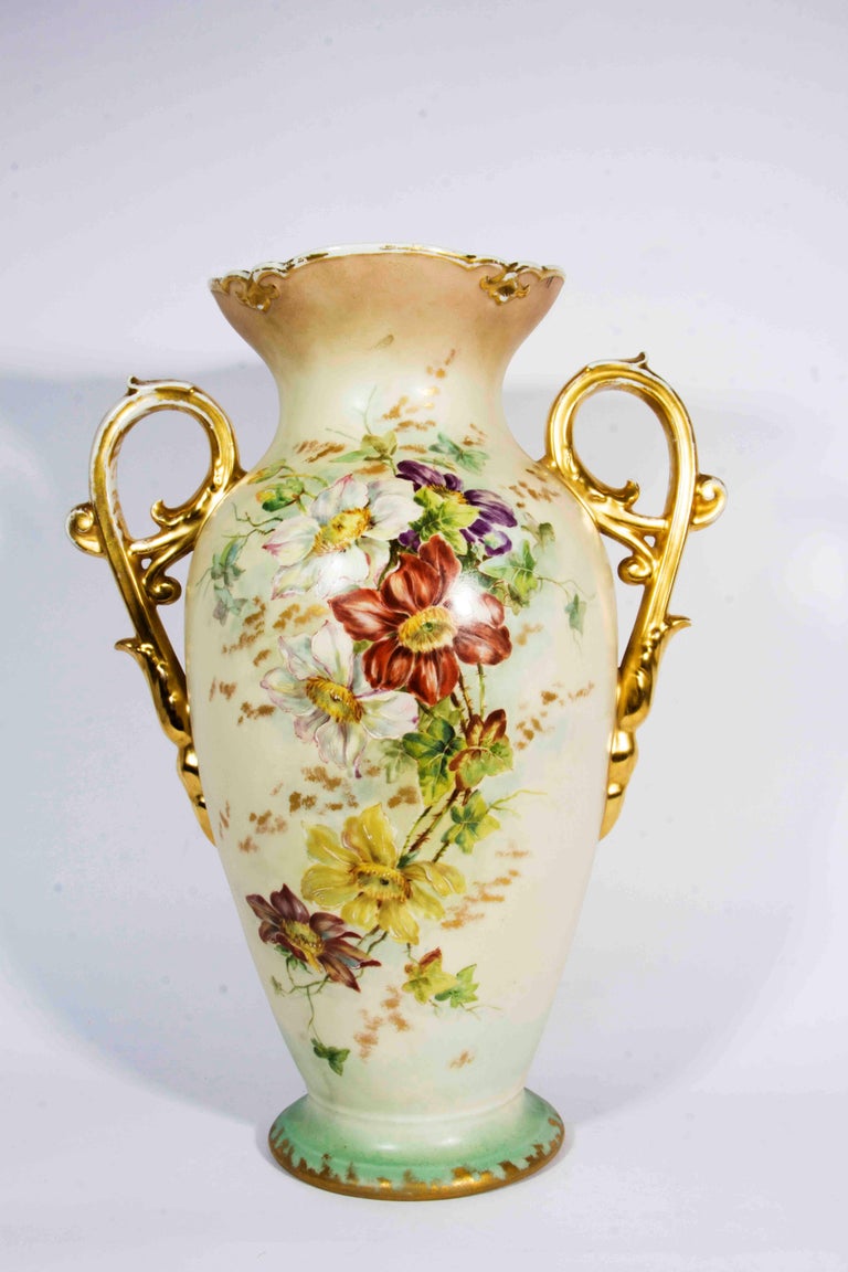 Antique French Porcelain Decorative Vase / Piece with Handle at 1stDibs