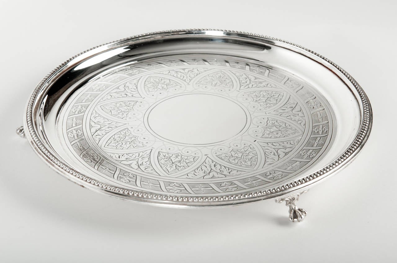 Early 20th Century Vintage English Circular Footed Tray