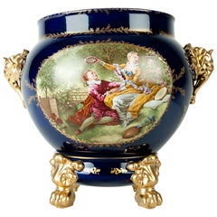 Vintage Pair of Limoges French Porcelain Jardinière or Cache Pot
