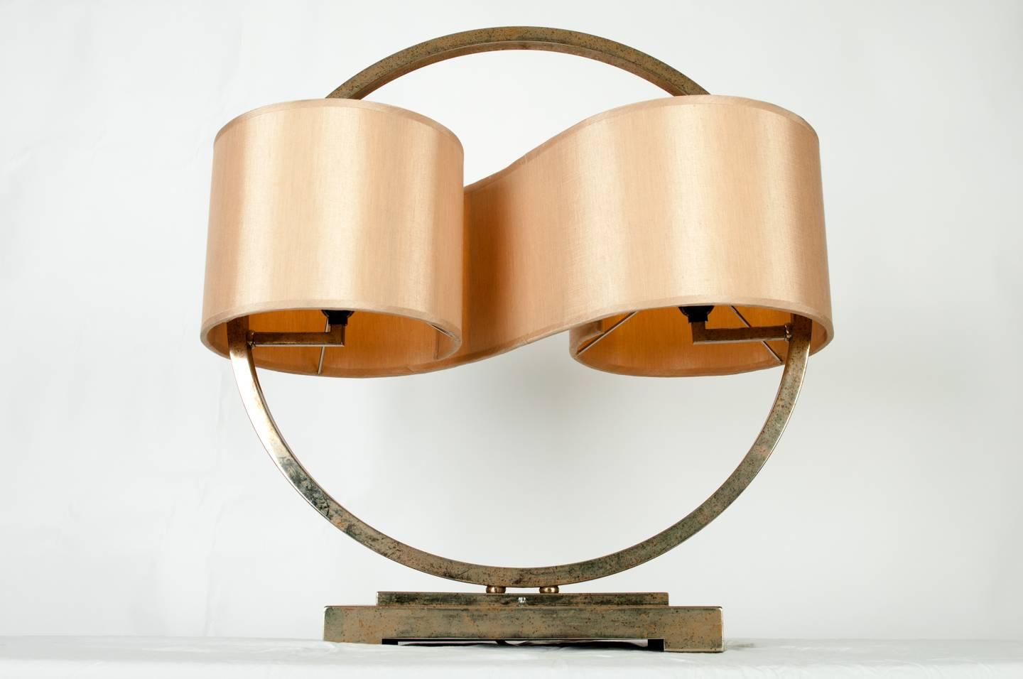 English Vintage Modernist Table Lamp with Continuous Shade