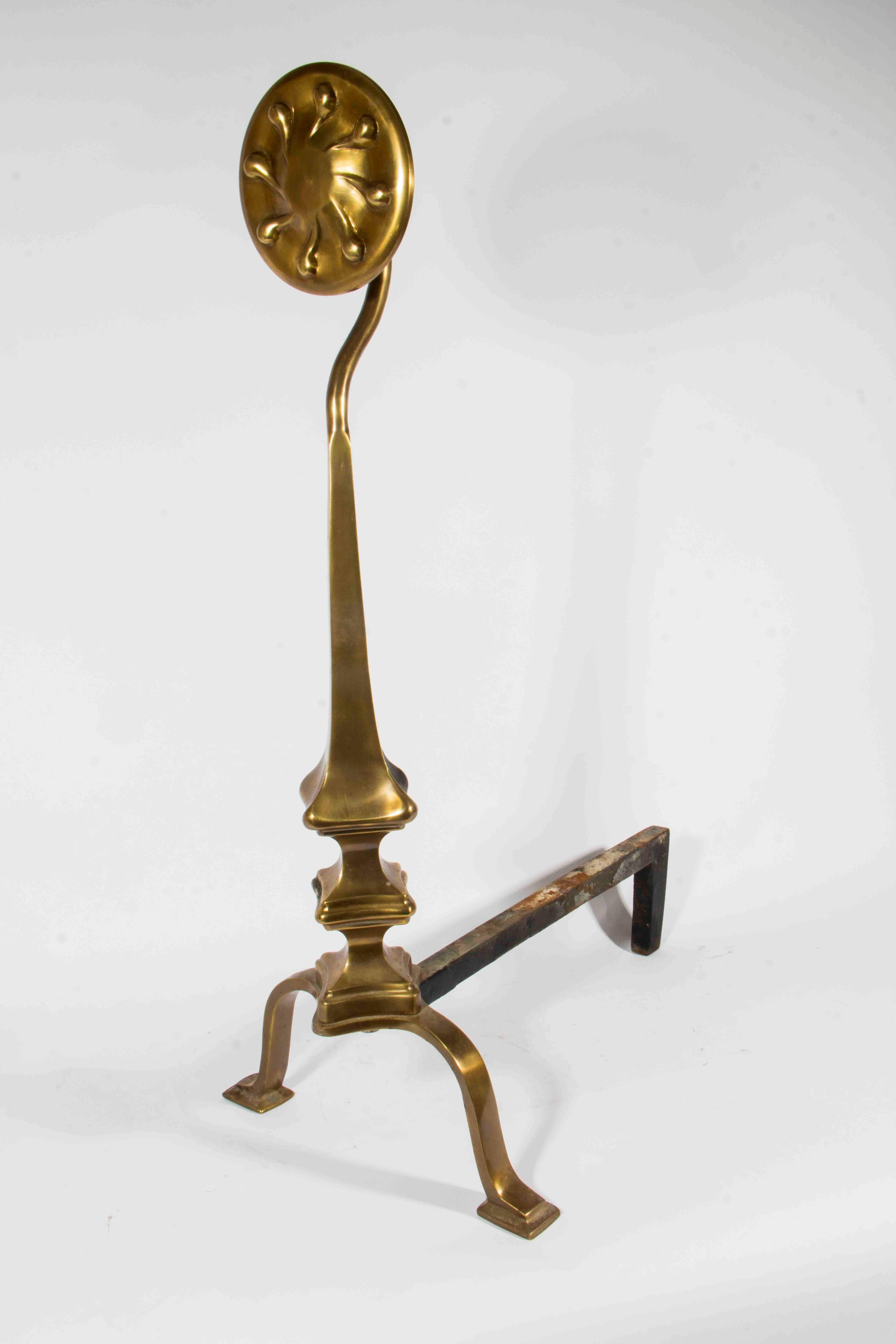 Mid-20th Century Vintage Brass Andirons