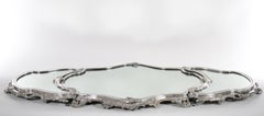 19th Century Three Part Mirrored Silver Plate Plateau