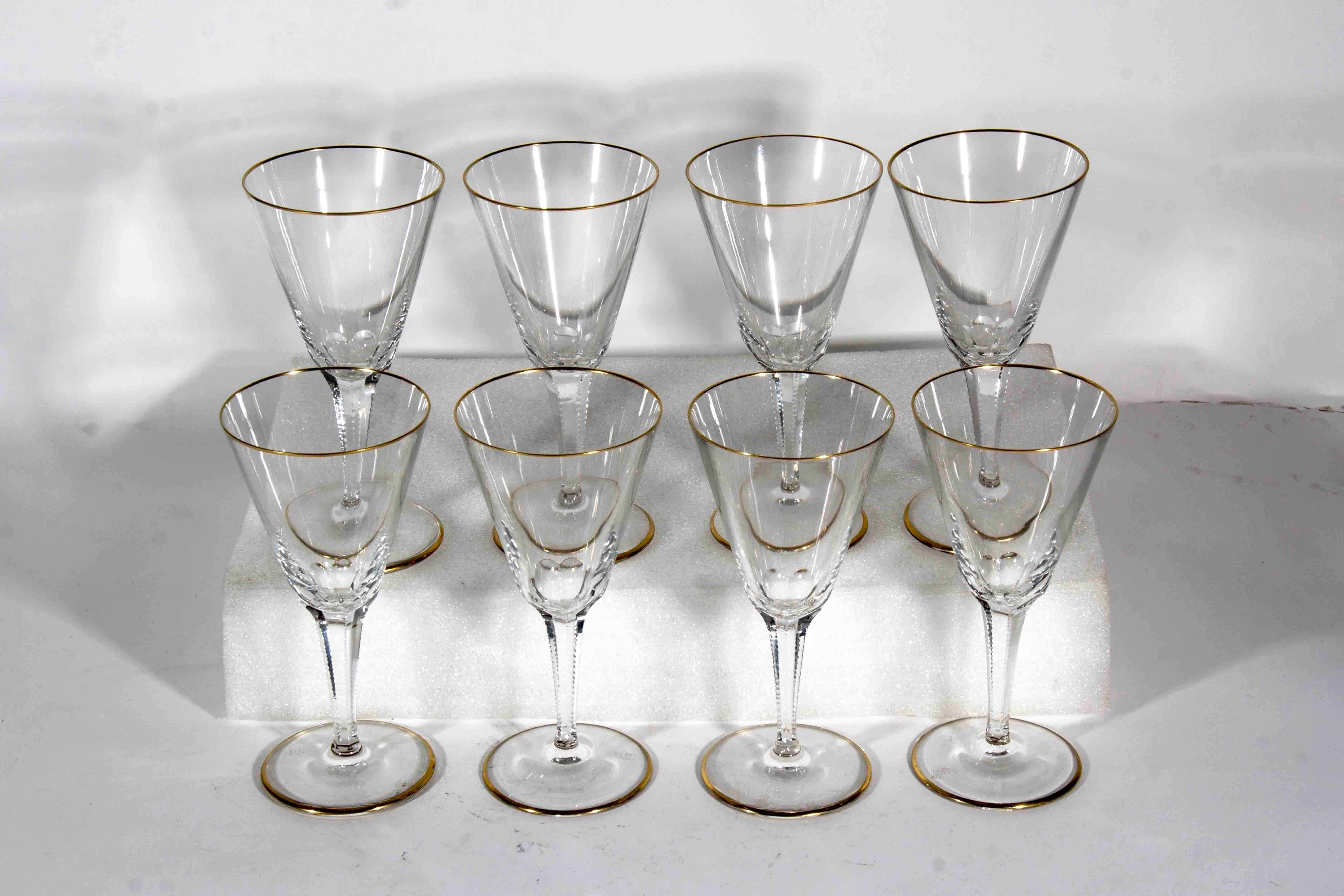 Crystal Antique Stamped Wine Glasses with Gold Trim