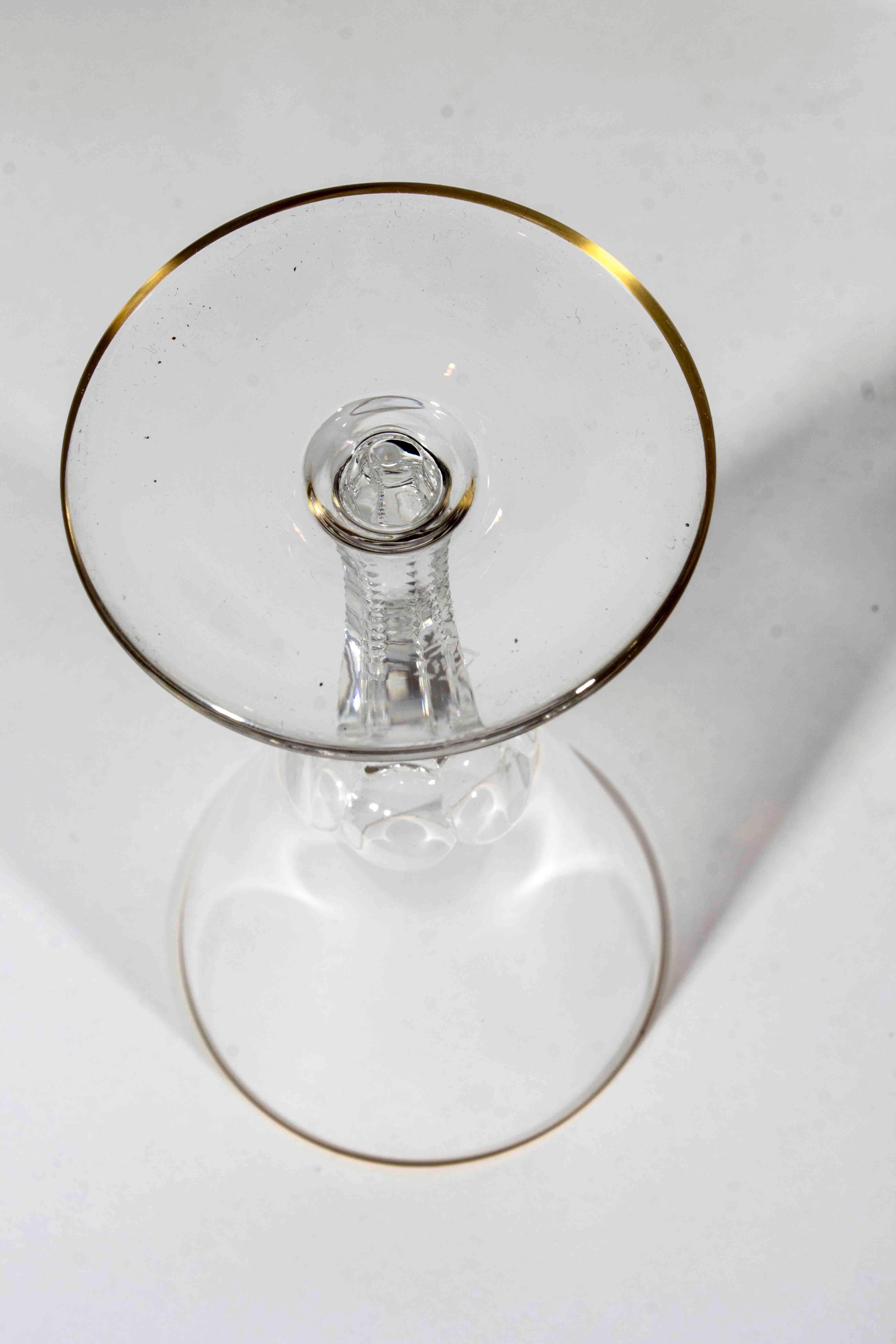 Early 20th Century Antique Stamped Wine Glasses with Gold Trim