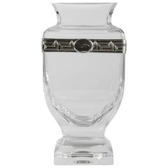 Vintage Crystal Cut Vase with Sterling Design