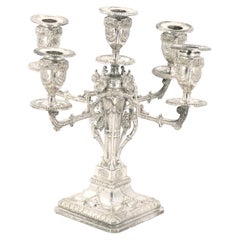Used Old English Sheffield Silver Plate Five Arm Tableware Candelabra