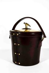 Vintage Hand Stained Top Grain Leather Ice Bucket