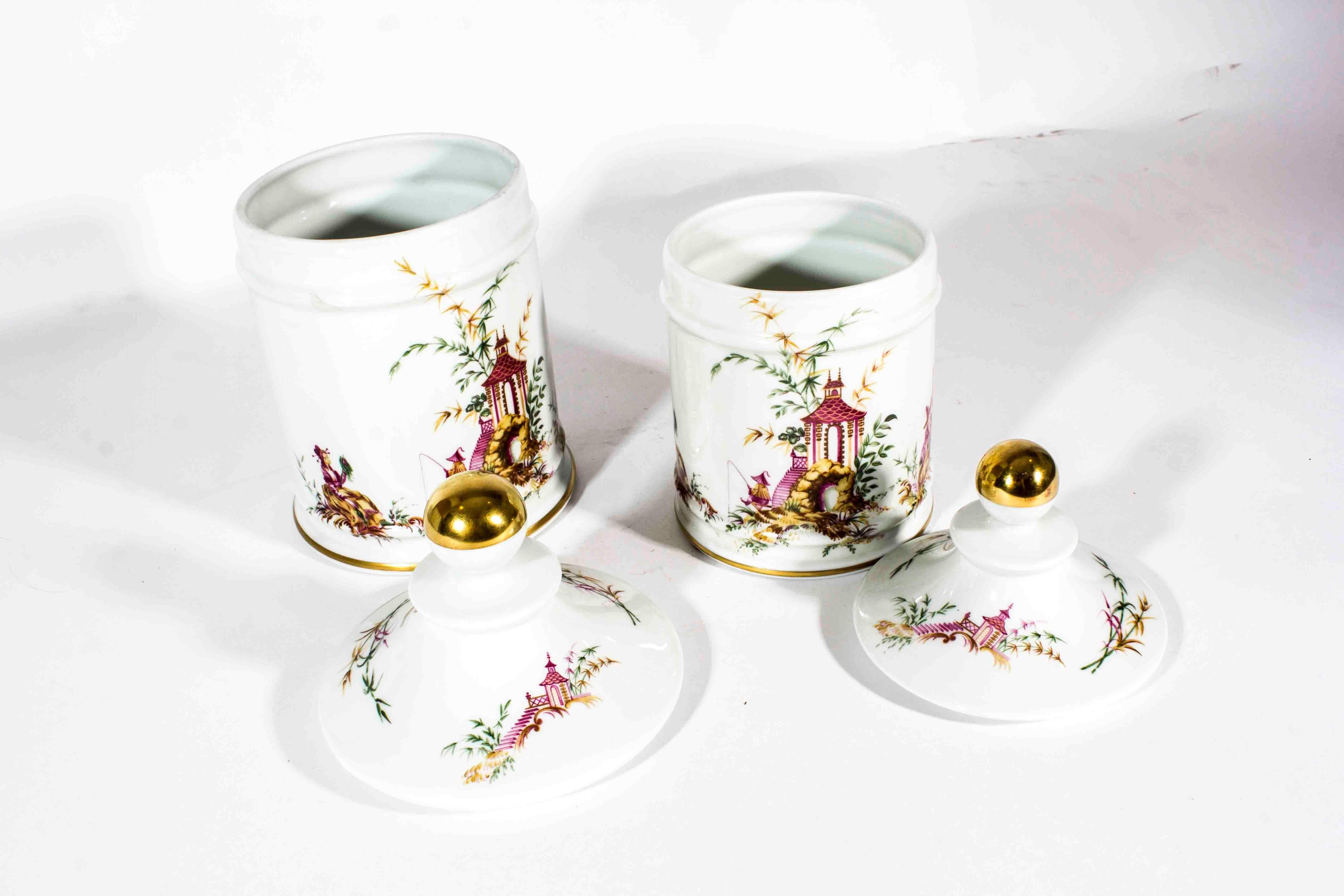 Antique Limoges French Porcelain Canisters 1