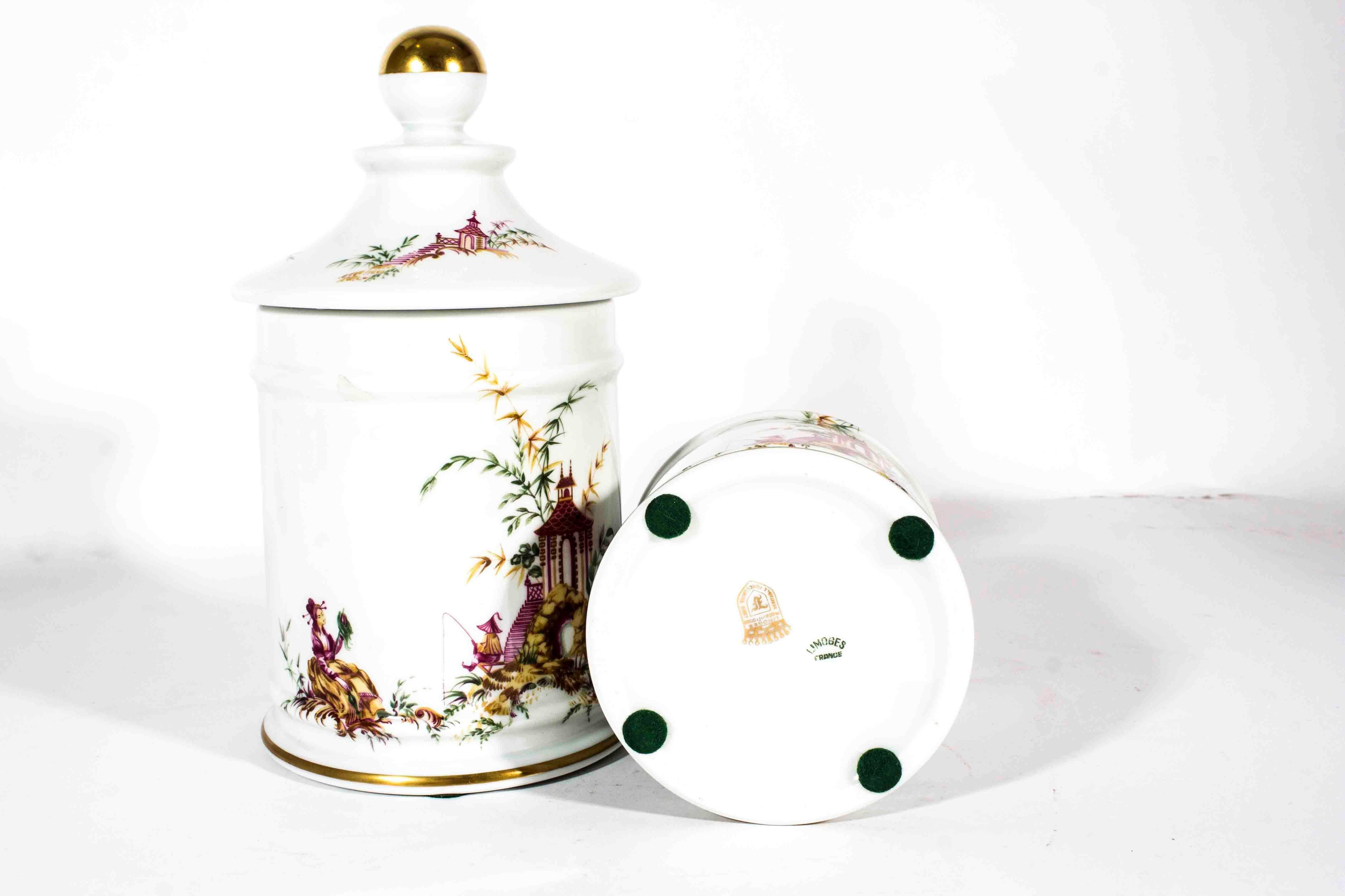 Early 20th Century Antique Limoges French Porcelain Canisters
