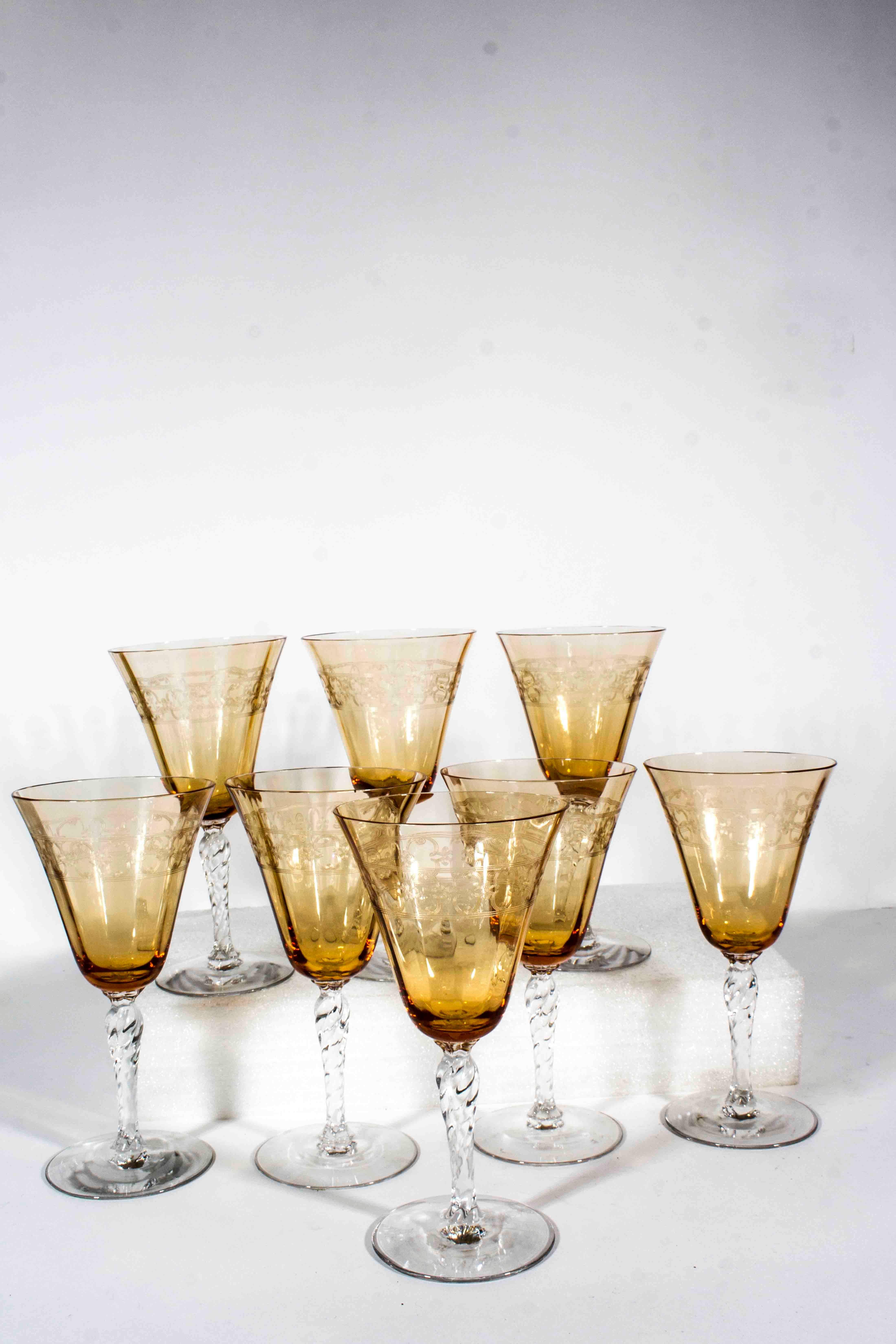 amber stemware glasses