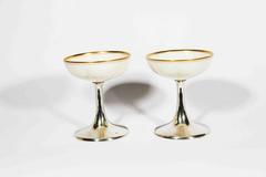 Antique French Limoges Porcelain Coupe with Sterling Silver Base