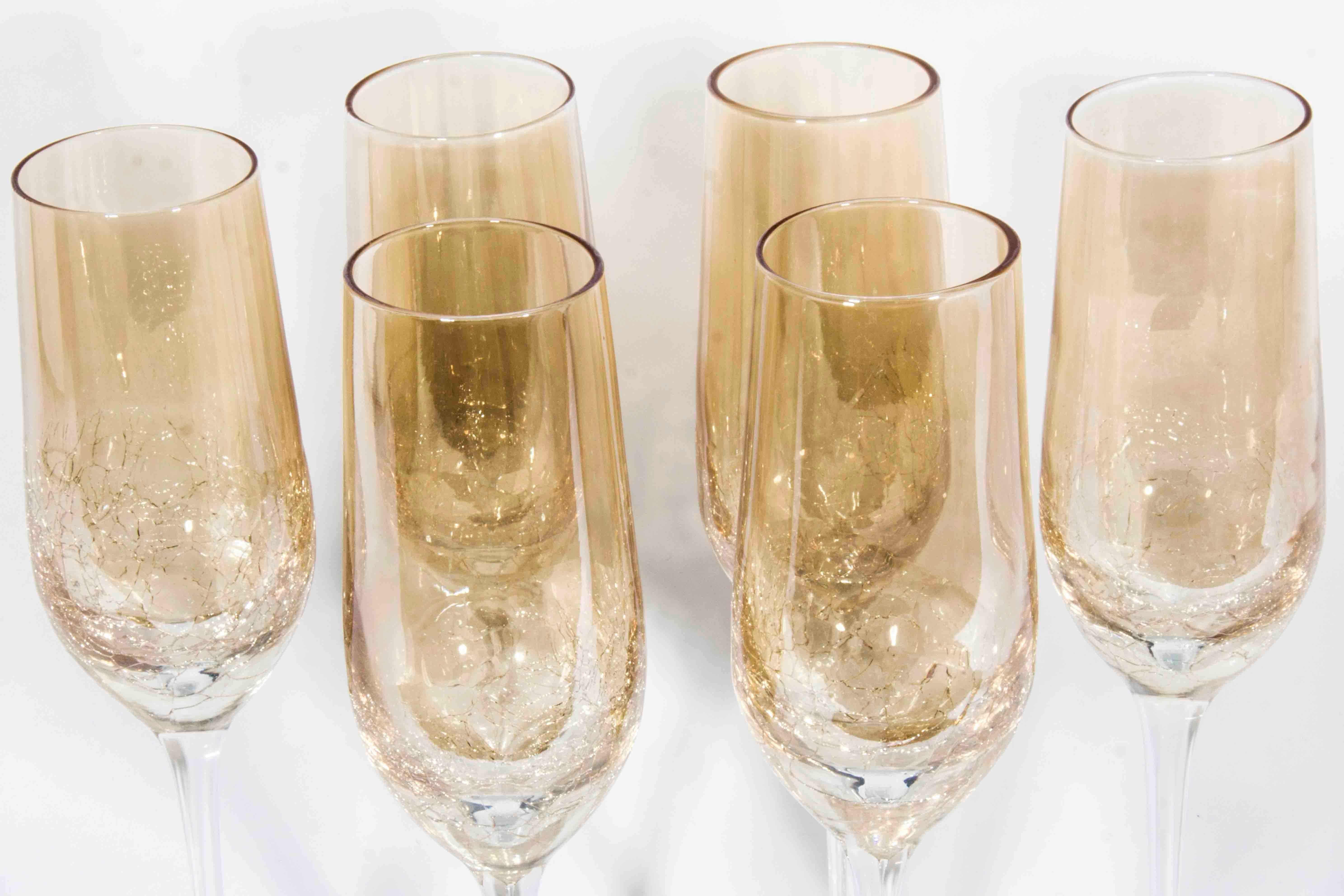 crackle glass champagne flutes