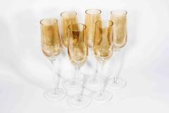 10 Vintage Crystal Crackled Champagne Flute