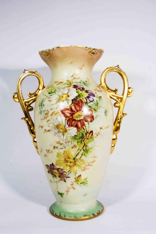 Antique French Porcelain Decorative Vase / Piece with Handle at 1stDibs