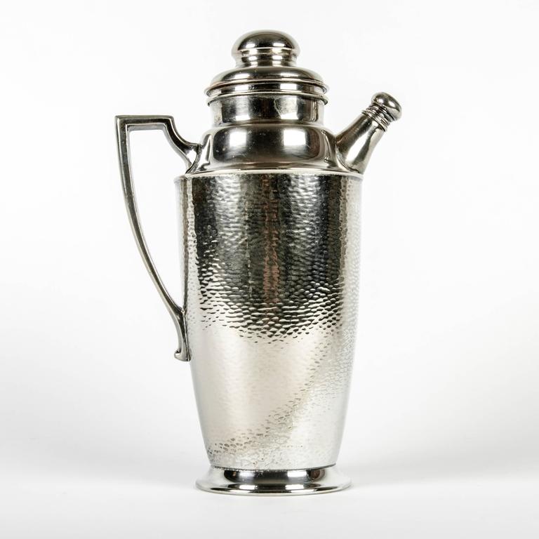 Vintage Hammered Silver Plate Cocktail Shaker at 1stDibs