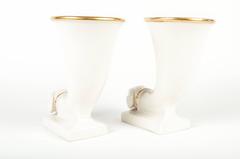 Vintage French Pair of Decorative Ram Horn Vase / Piece