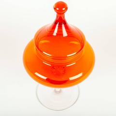 Vintage European Covered Decorative Dish with Clear Stem