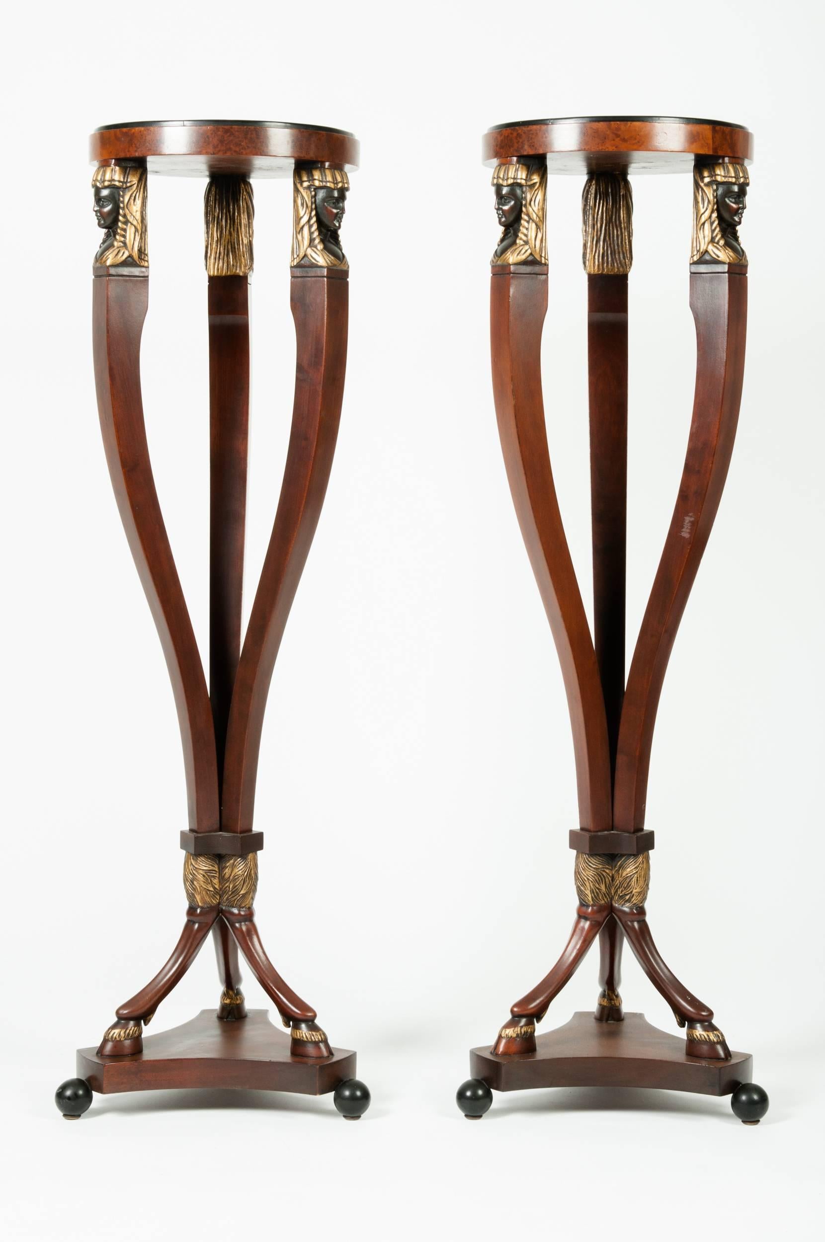 European Vintage Pair of Tall Pedestal Tables