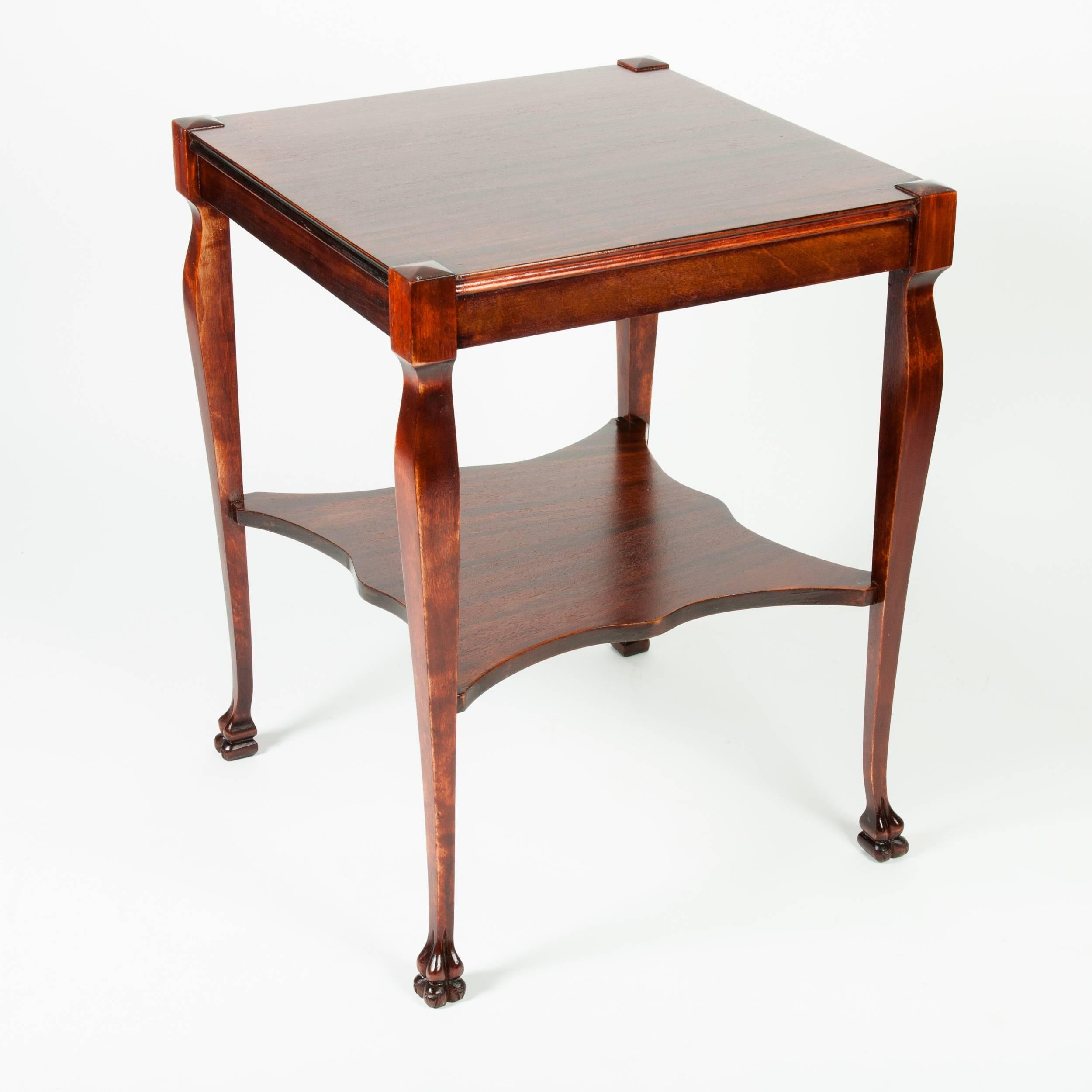 European Antique Square Mahogany Side Table