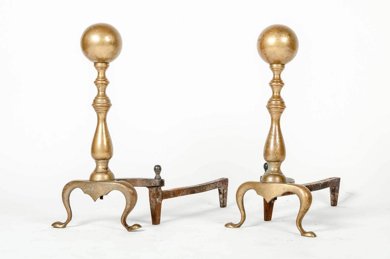 Vintage Brass Andirons at 1stdibs