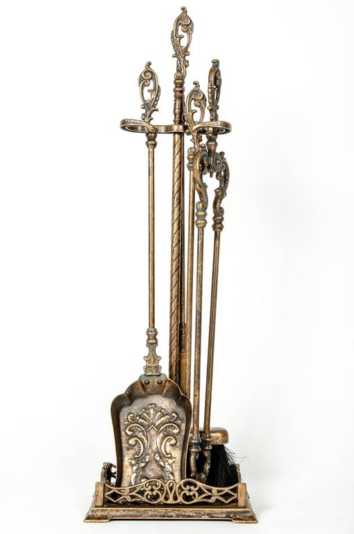 Vintage Brass Fire Tool Set at 1stdibs