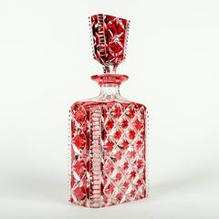 Antique Saint Louis Cut Crystal Cranberry Decanter
