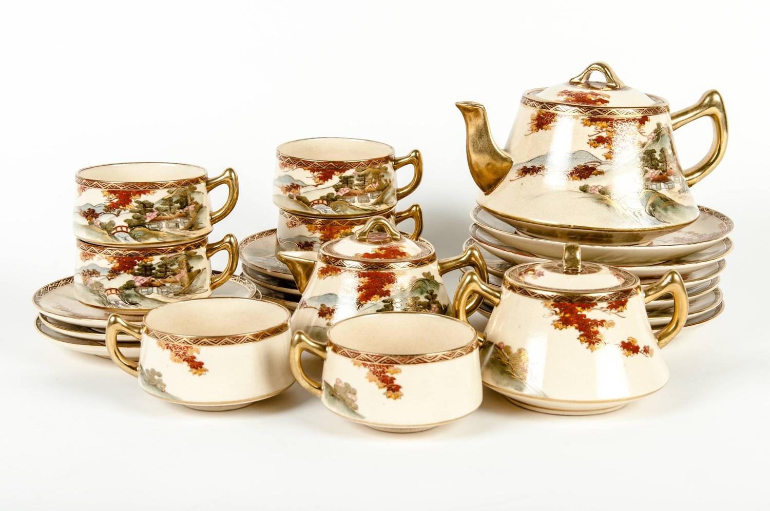 Vintage Oriental Tea Service for Six People at 1stdibs