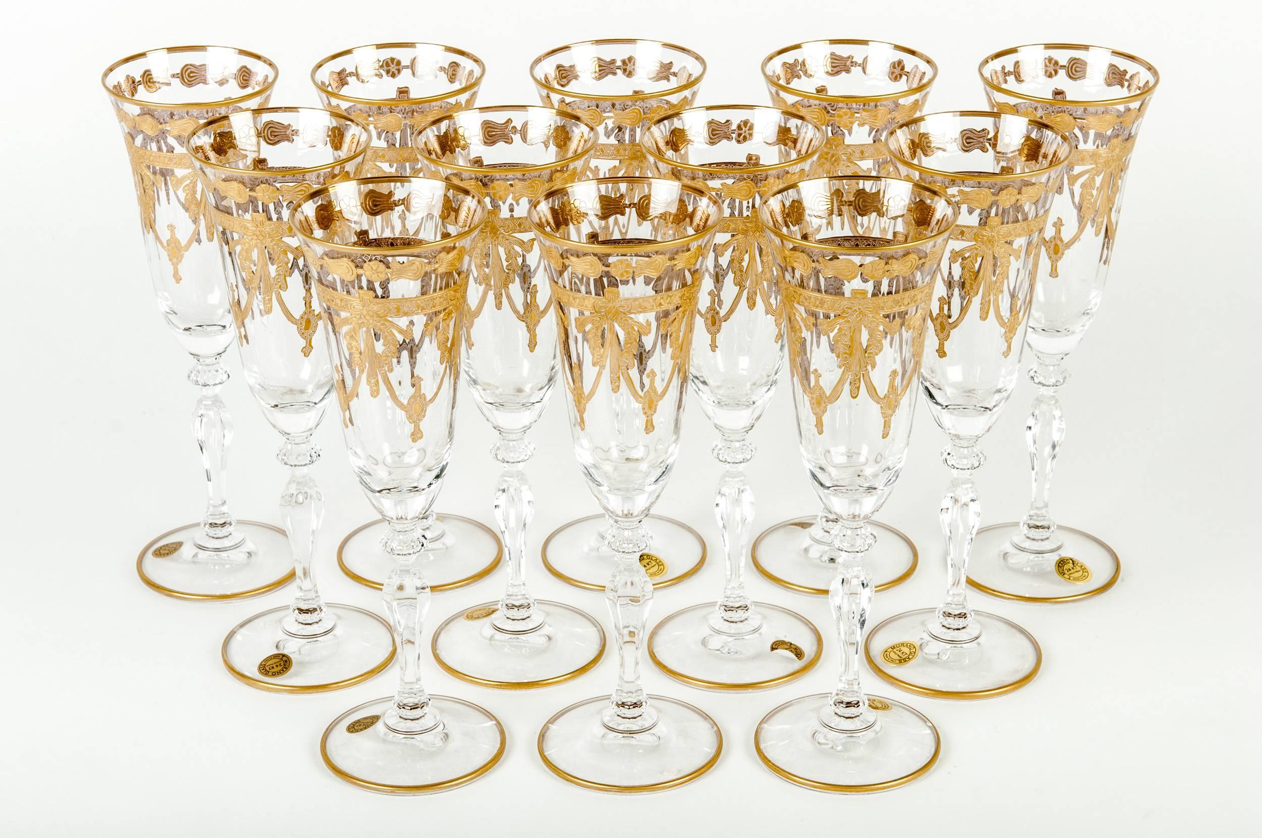 vintage murano champagne glasses