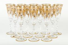 Murano Crystal Champagne Flute with 24-Karat Gold Design
