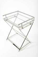 Mid Century Art Deco Glass Top Bar Cart