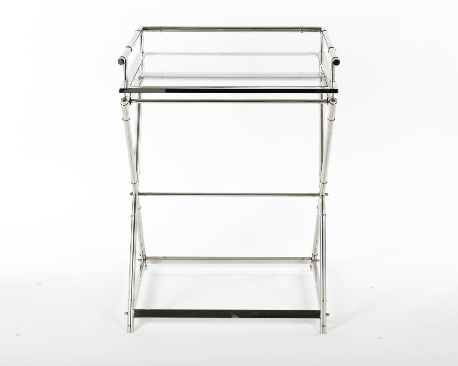 Mid Century Art Deco Glass Top Bar Cart 3