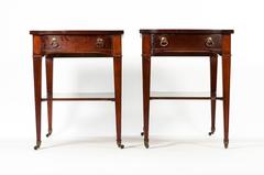 Vintage Pair of Side / End Tables with Leather Top