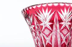 Vintage Cranberry Crystal Cut Vase