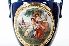Antique  English Three-Piece Decorative Clock Set With Two Urns