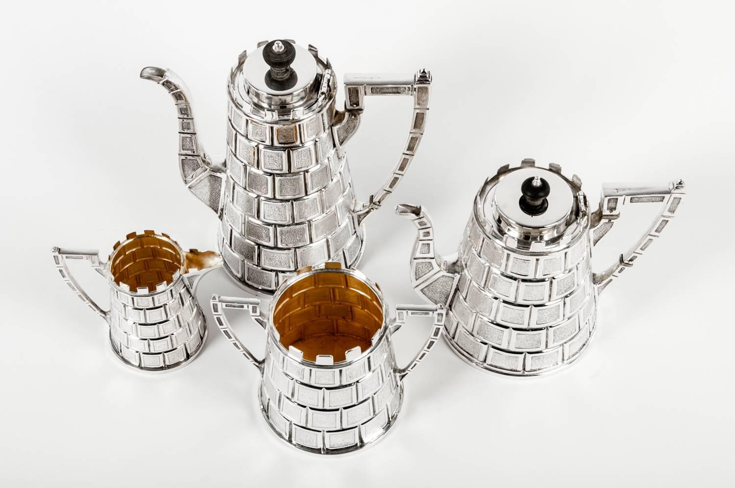 Early 19th Century Antique English Four-Piece Tea and Coffee Set, with Registry Mark for 1877