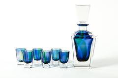 Vintage Cut Crystal Liqueur Decanter Set