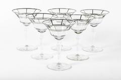 Vintage Art Deco Martini Set of Six Glasses