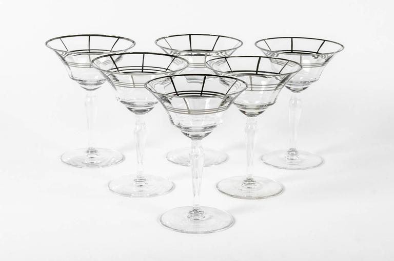 Vintage Art Deco Martini Set of Six Glasses at 1stDibs